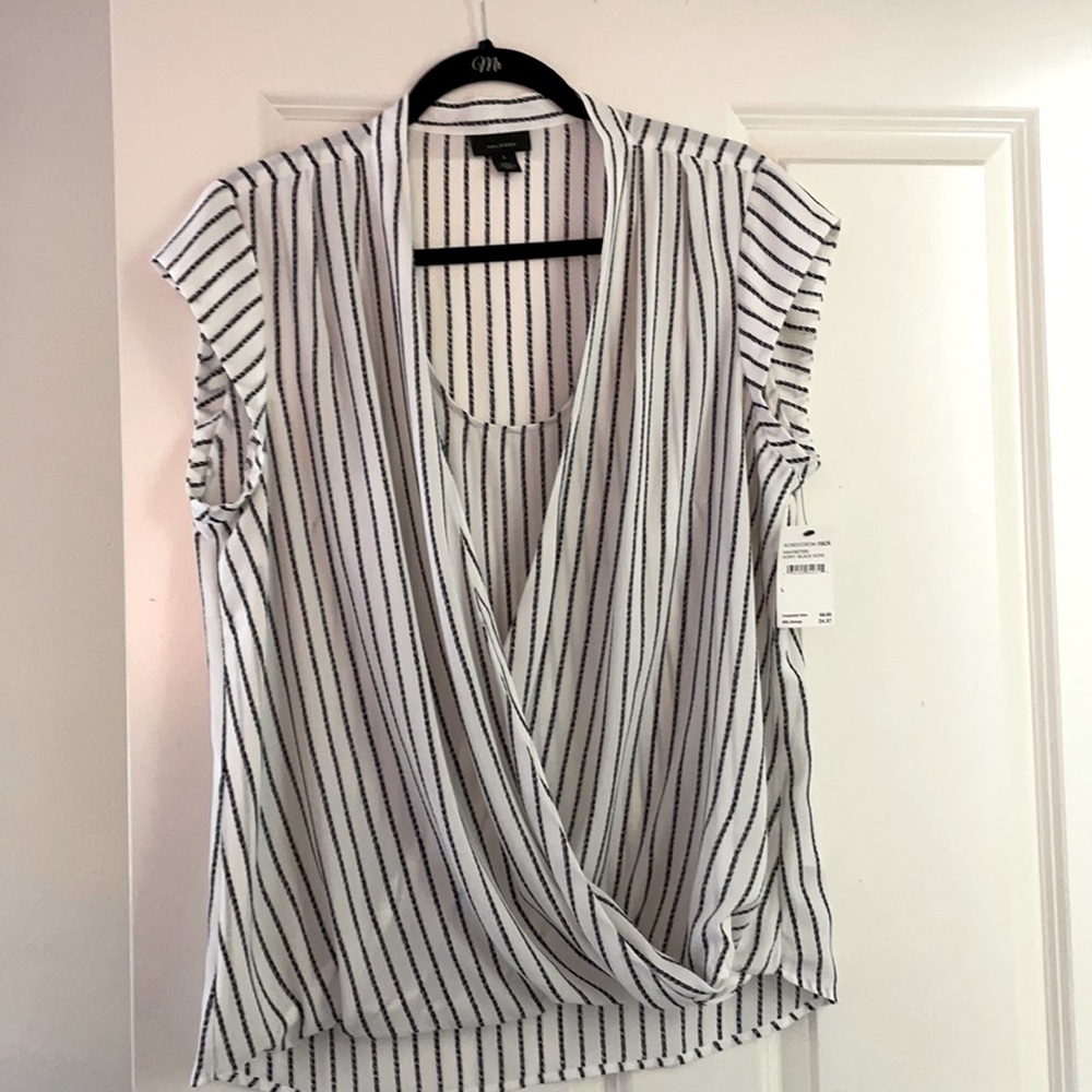 Women’s striped black and white blouse size large